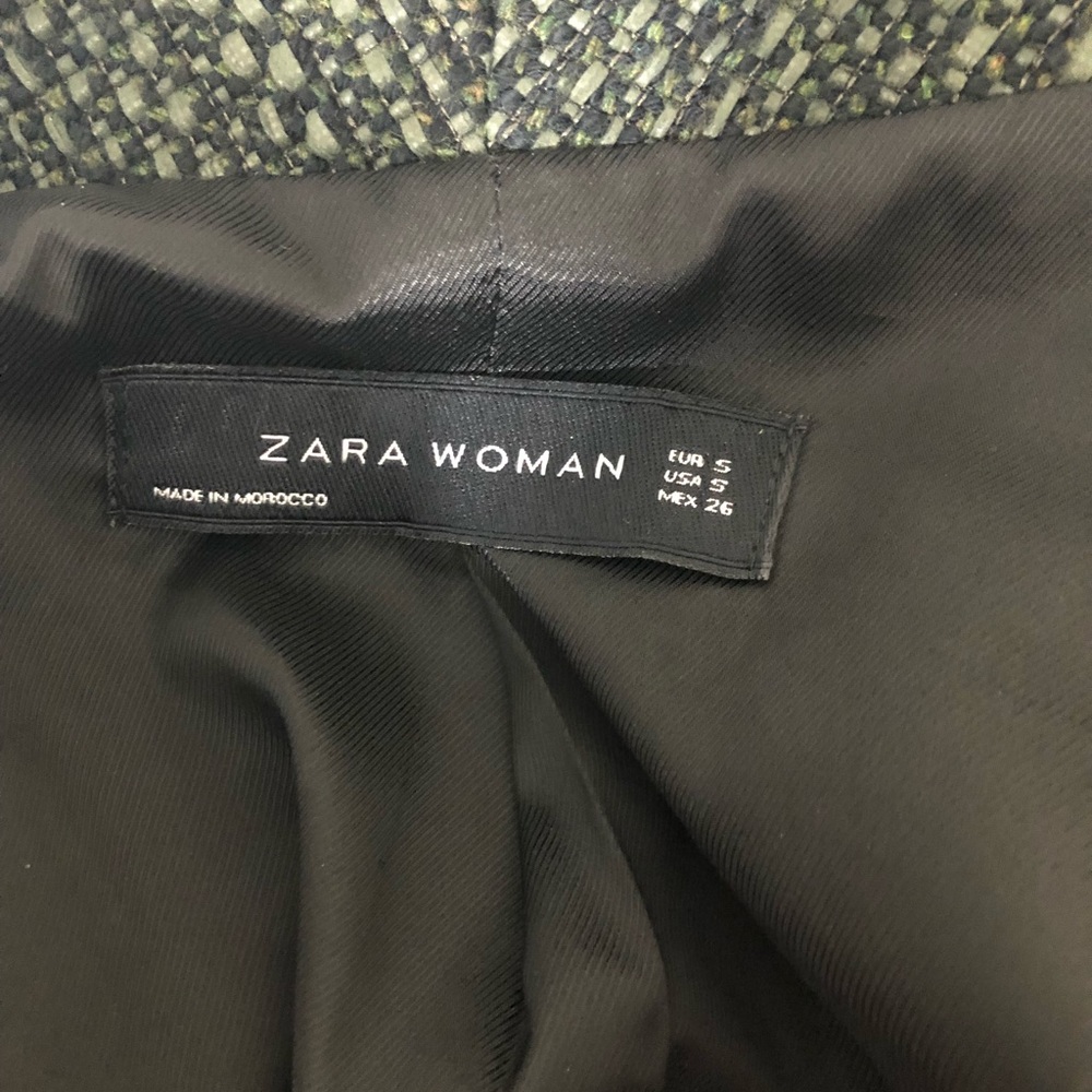 Zara Tweed Green Blazer Gold Accents - Picture 6 of 8